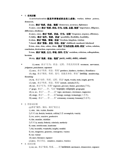四级词汇构词法速览