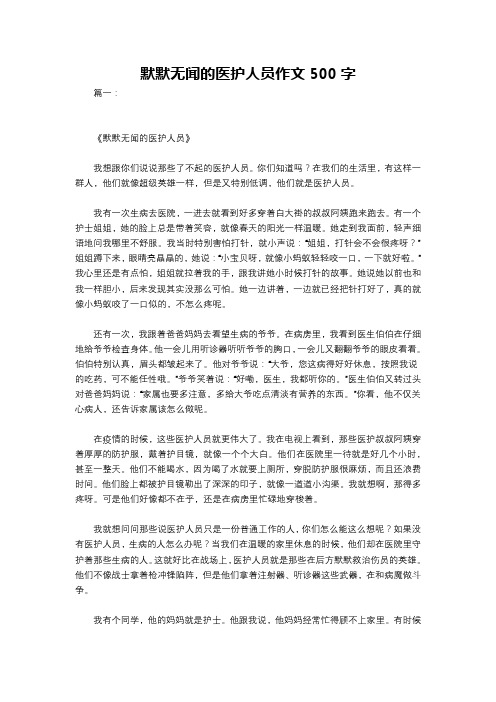 默默无闻的医护人员作文500字