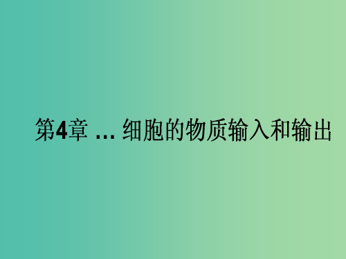 高考生物一轮复习 第4章 细胞的物质输入和输出 新人教版必修1