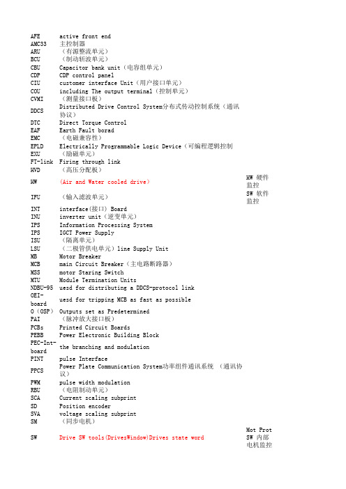 ACS5000说明书中英文单词对照表