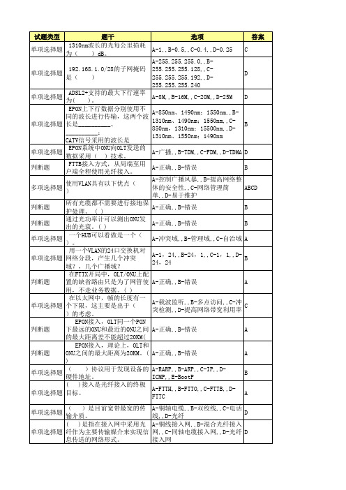 接入网维护类试题(一级)