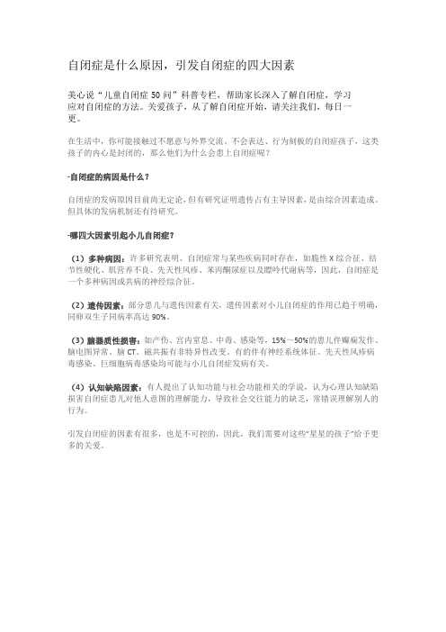 自闭症是什么原因,引发自闭症的四大因素