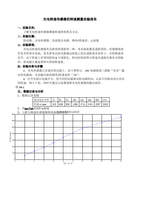 光电转速传感器的转速测量实验