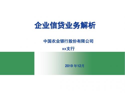 最新文档-农业银行企业信贷业务-PPT精品文档