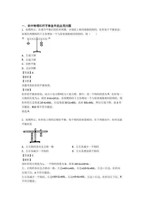 物理 杠杆平衡的专项 培优 易错 难题练习题