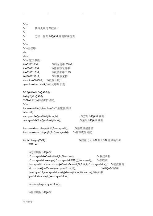 16QAM-星形和矩形星座图调制解调MATLAB代码