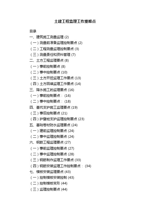 土建工程监理工作重难点