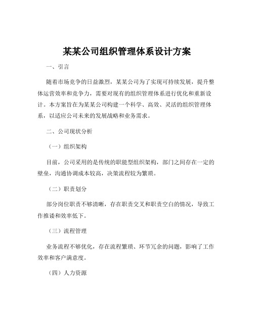 某某公司组织管理体系设计方案