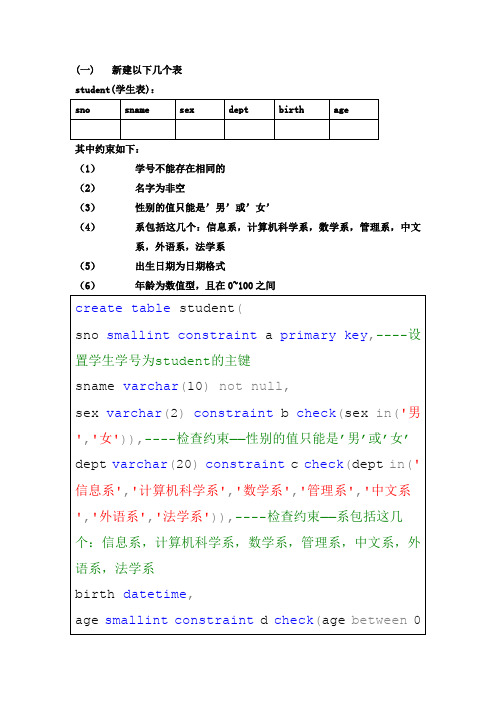 (完整版)sql练习题+答案