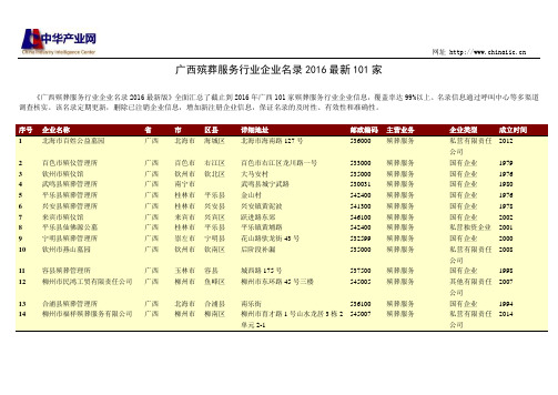 广西殡葬服务行业企业名录101家