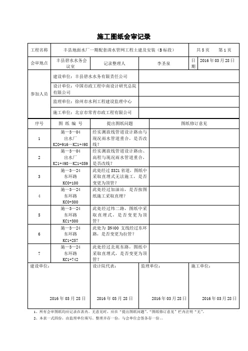 图纸会审记录表