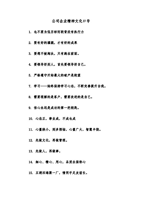 公司企业精神文化口号（2篇）