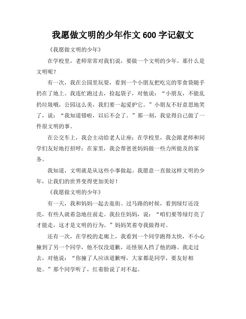 我愿做文明的少年作文600字记叙文