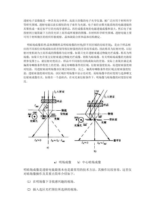 透射电镜的明场像和暗场像的成像原理