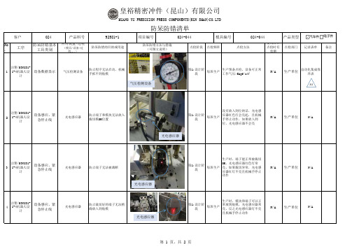 防错防呆清单