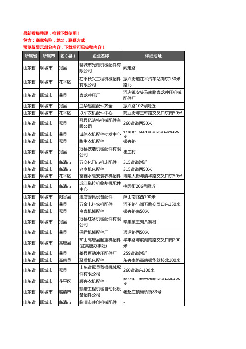 新版山东省聊城市机械配件企业公司商家户名录单联系方式地址大全92家