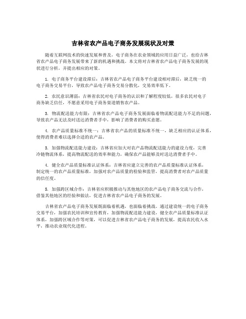 吉林省农产品电子商务发展现状及对策