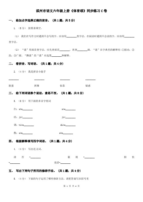 滨州市语文六年级上册《体育颂》同步练习C卷