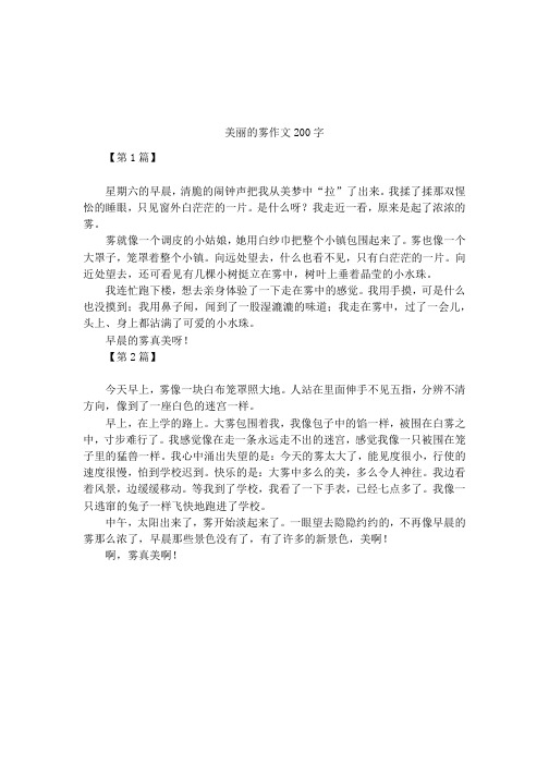 美丽的雾作文200字