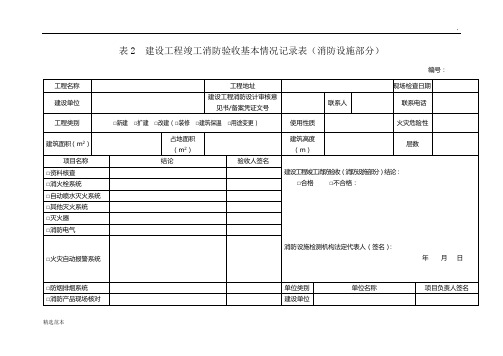 建设工程竣工消防验收基本情况记录表(消防设施部分)