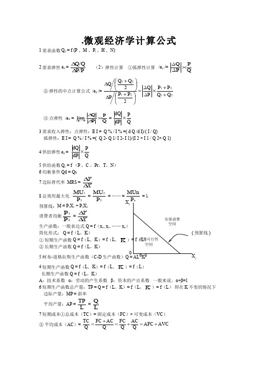 微观经济学计算公式