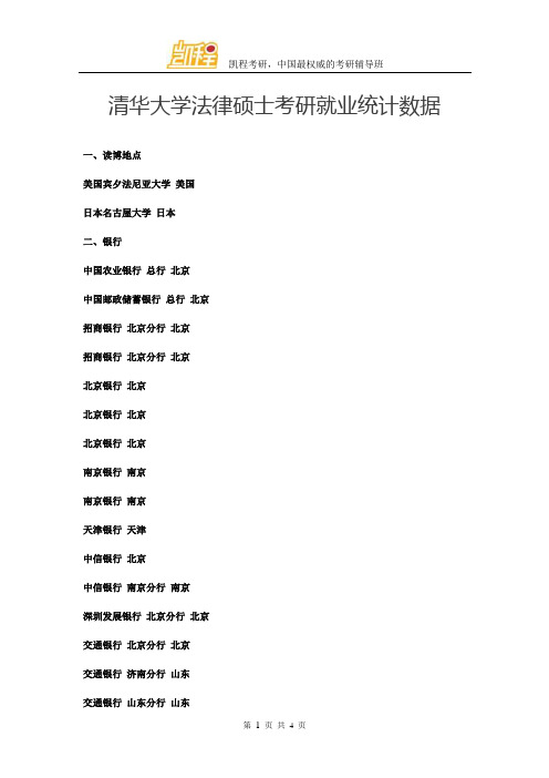 清华大学法硕考研就业统计数据