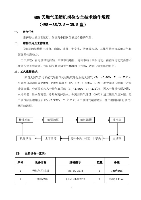 4M8天然气压缩机岗位安全生产技术操作规程