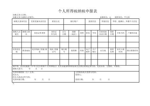 个人所得税申报表