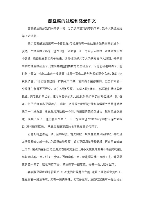 酿豆腐的过程和感受作文