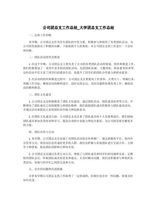 公司团总支工作总结_大学团总支工作总结