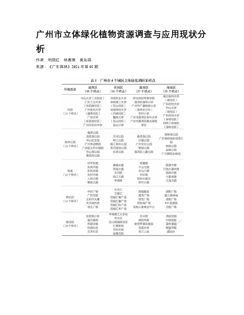 广州市立体绿化植物资源调查与应用现状分析