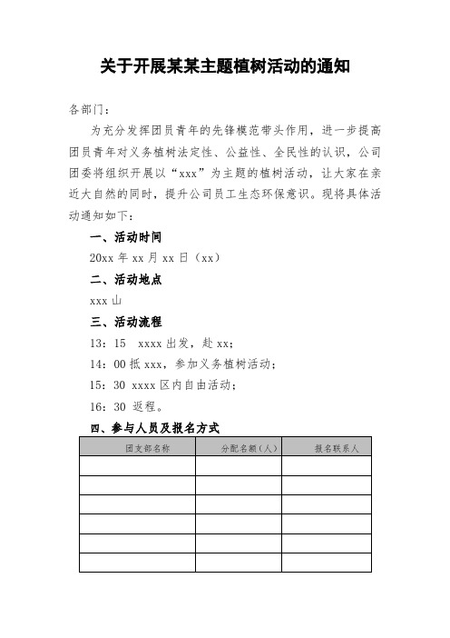 关于开展某某主题植树活动的通知