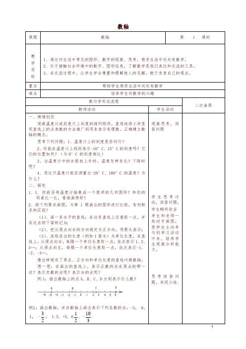 【推荐】苏科初中数学七年级上册《2.3 数轴》教案 (5)