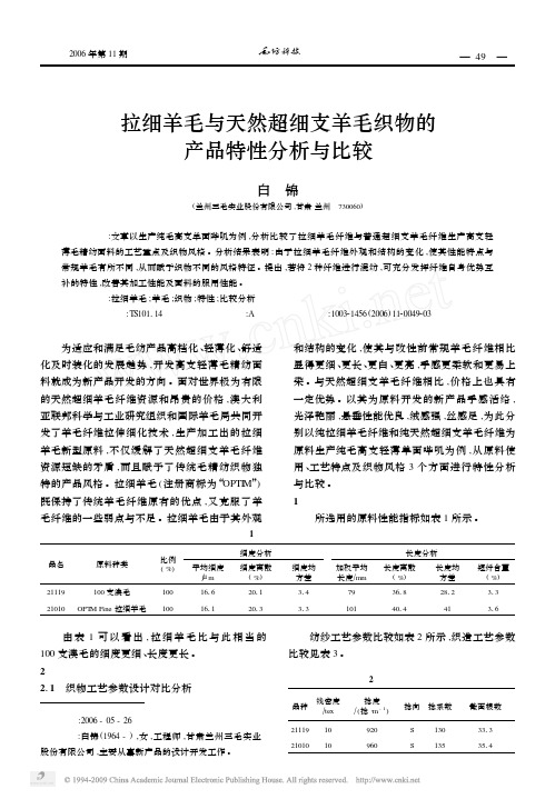 拉细羊毛与天然超细支羊毛织物的产品特性分析与比较