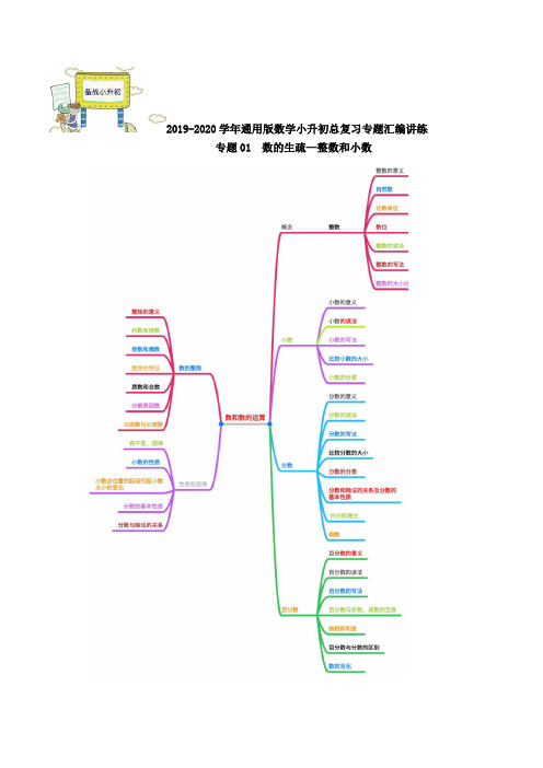 专题01：《数的认识—整数和小数》数学小升初总复习专题汇编讲练 (思维导图+知识点精讲 