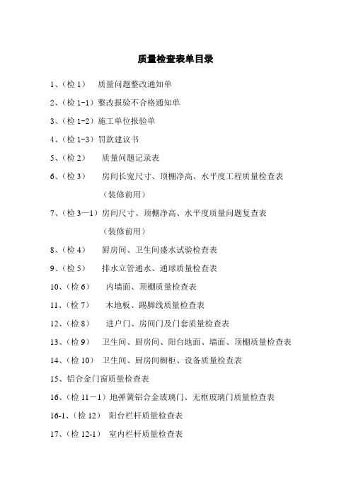 全装修项目细部质量检查表单