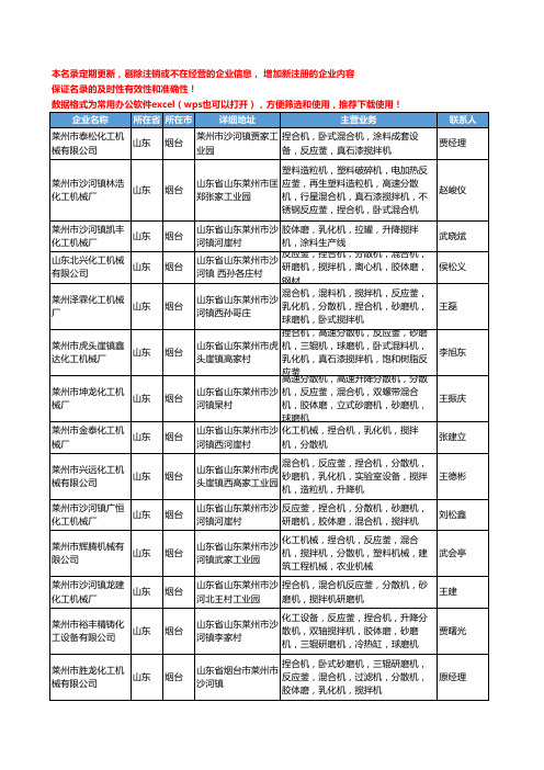 2020新版山东省烟台化工搅拌机工商企业公司名录名单黄页大全54家