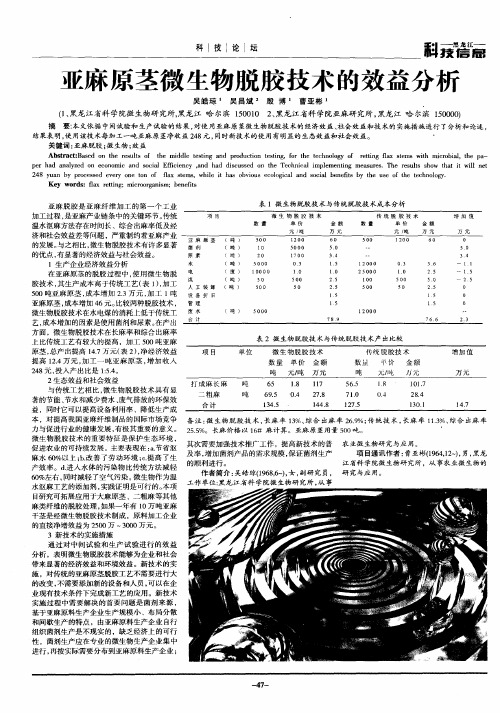 亚麻原茎微生物脱胶技术的效益分析