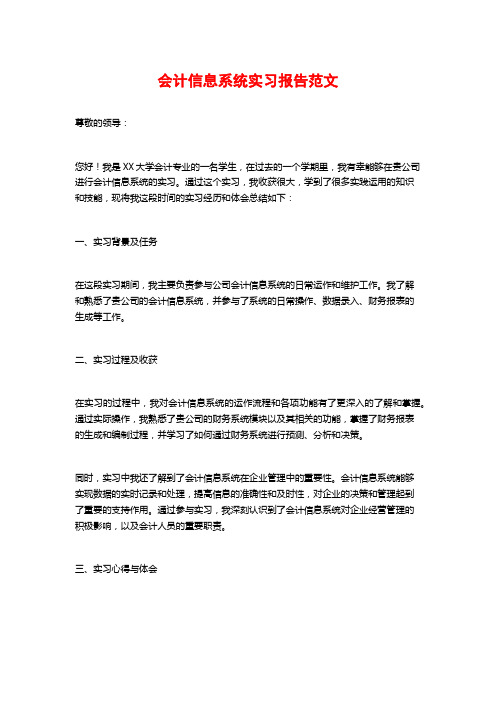 会计信息系统实习报告范文