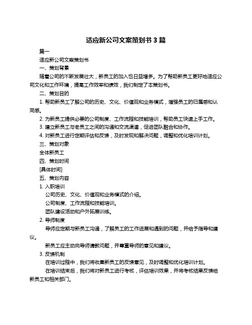 适应新公司文案策划书3篇