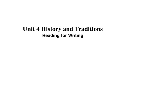 人教版高一英语 Unit4 History and Traditions Reading