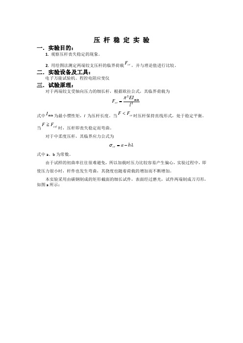 压 杆 稳 定 实 验材料力学实验报告