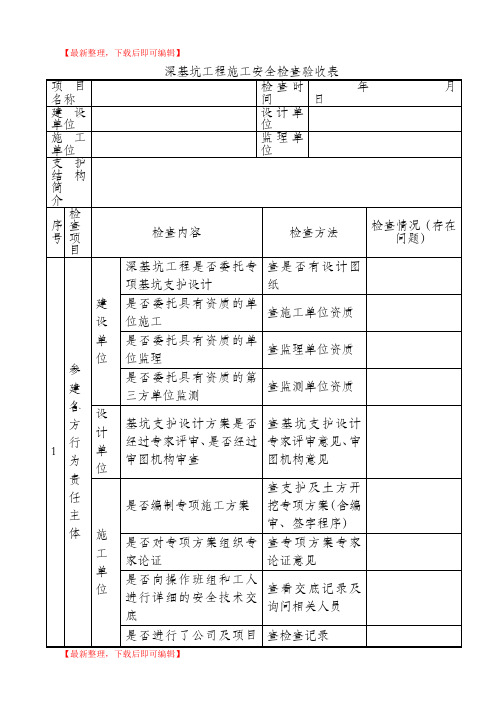 深基坑工程施工安全检查验收表(精编文档).doc