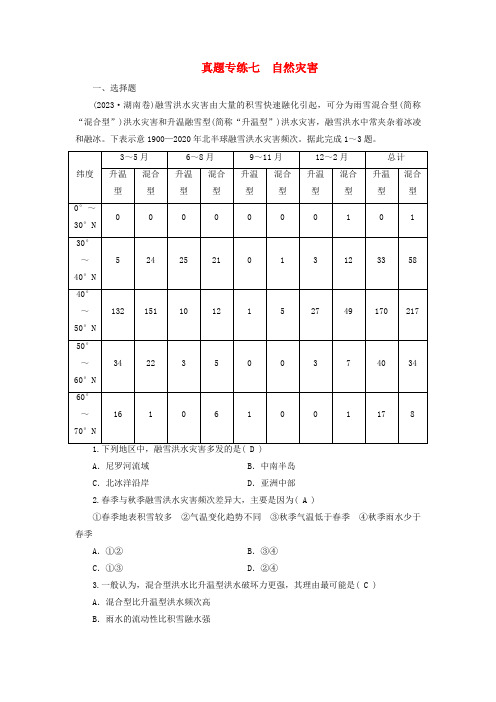 2025版高考地理一轮总复习真题专练7自然灾害