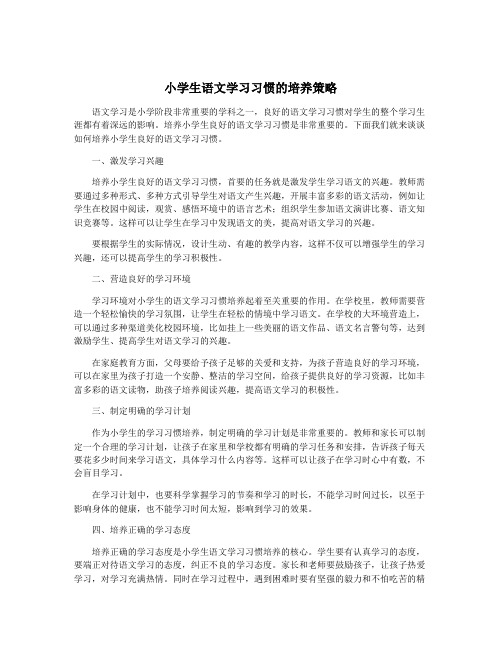 小学生语文学习习惯的培养策略