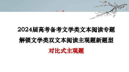 2024届高考专题复习：文学类双文本阅新题型—对比式主观题++教学课件21张