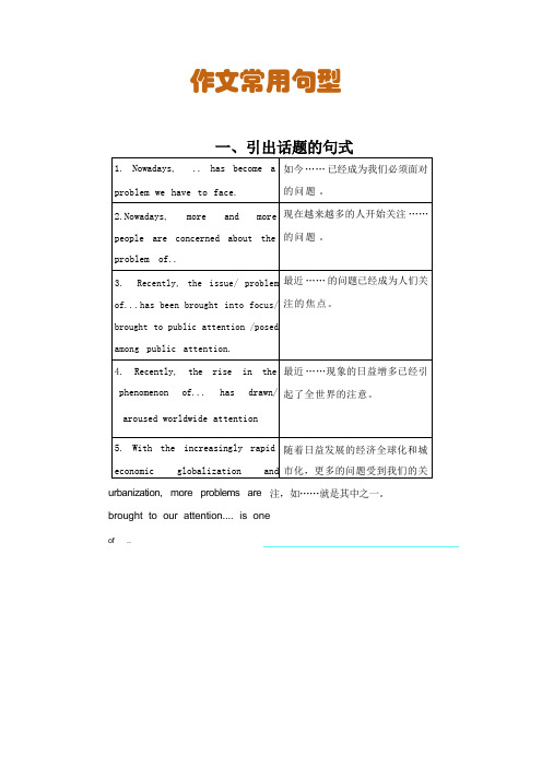 考博英语作文经典句型