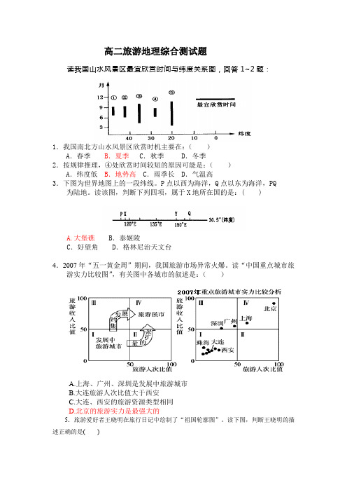 高二旅游地理综合测试题