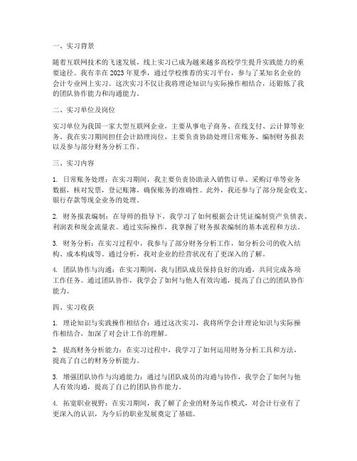 会计专业网上实习实习报告