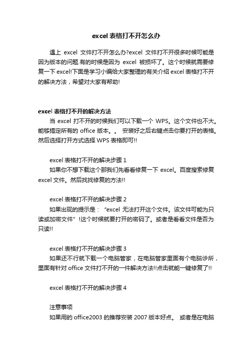 excel表格打不开怎么办